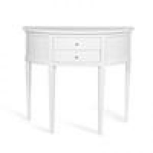 Console demie-lune CAMILLE en acajou, fini blanc