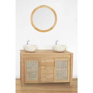 Meuble salle de bain JARO en teck et rotin 120 cm