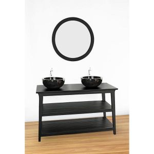 Meuble salle de bain KANPUR en teck noir 120 cm