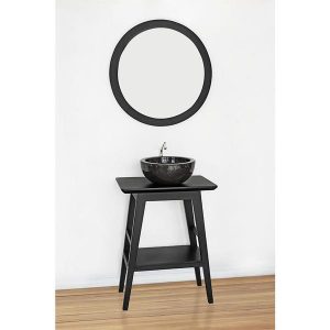 Meuble salle de bain TORI en teck noir 60 cm