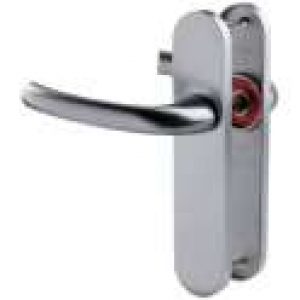 Poignée de porte sur plaque aspect inox – Tokyo – Hoppe et cie