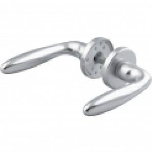 Poignée de porte sur rosace argent – Bec de cane – Verona – Hoppe et cie