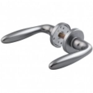 Poignée de porte sur rosace ronde aspect inox – Bec de cane – Verona -…