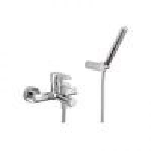 Robinet mitigeur bain/douche mural CISAL SOFTCUBE, douchette et support inclus