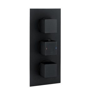 Robinet thermostatique mural encastré OLI noir mat, 2 sorties