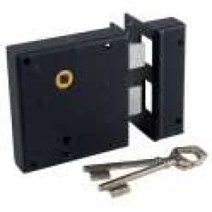 Serrure en applique noire à fouillot – Clé L – Axe à 65 mm – Alsace – JPM