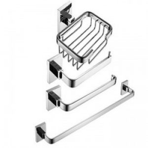 4 pièces accessoires de bain en laiton chromé