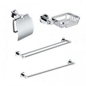 4 pièces accessoires de bain en laiton chromé