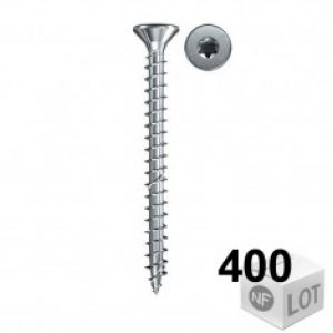 400 Vis VBA zingué blanc Power-Fast TX30 Ø6x50mm – Filetage total – Fischer