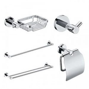 5 pièces d’accessoires contemporain pour salle de bain en laiton