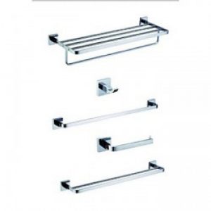 5 pièces d’accessoires contemporain pour salle de bain en laiton chromé