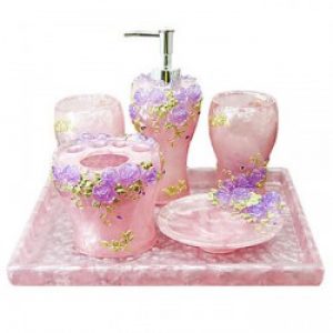 5 pièces d’accessoires contemporain pour salle de bain en résine