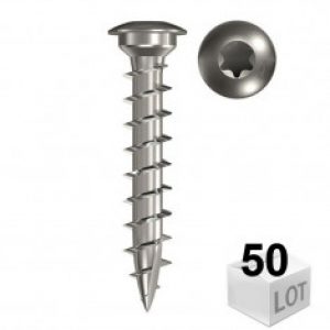 50 Vis spéciale en acier inoxydable A2 Ø7,0x40mm ou Ø7,0x50mm