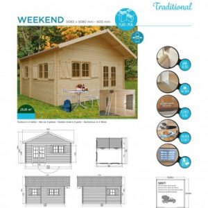 Abri de jardin en bois emboîté SOLID WEEKEND 25.8m²