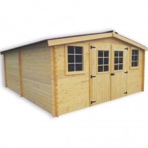 Abri de jardin en madriers bois massifs 20.97m² avec grande façade