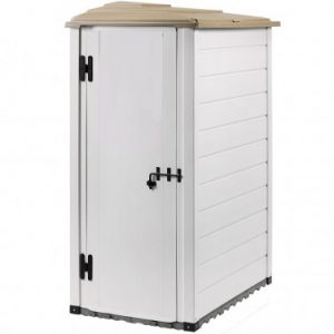 Abri mural réversible en résine 1.16m² avec plancher et toit mono pente