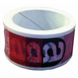 Adhésif imprimé amiante – largeur 50 mm – rouleau de 50 m