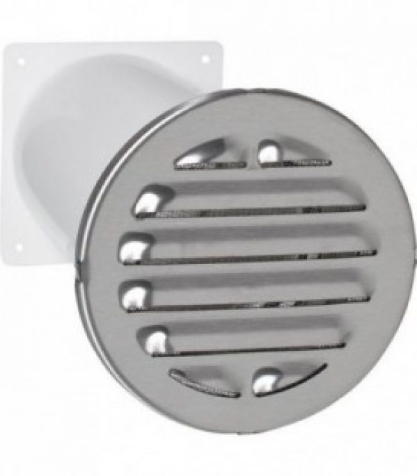 Aerateur a canal telescopique Raccord rond. D 100 mm Grille ext diam : 150 mm V2A rond