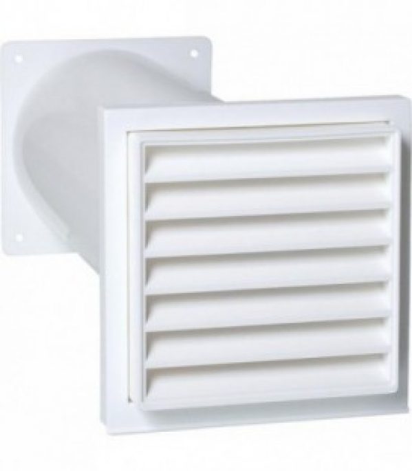 Aerateur a passage mur telescopique avec raccord et clapet de retenue 100 mm, blanc