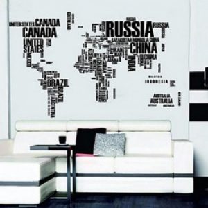 Affiche murale Carte du monde en lettre