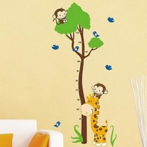 Affiche murale Singe, girafe, guide de taille