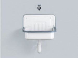 Alape AB.CONTRA – Ausgussbecken 505 x 330 mm Stahlblech mit Rückwand weiß