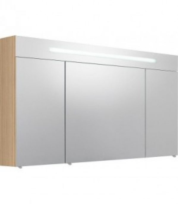 Armoire a glace 3 portes chene clair eclairage avec cache 1200 x 740 x 160 mm