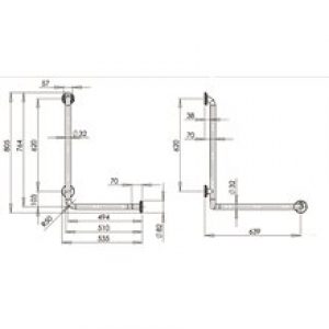 Barre 2×90º droite satinée Medinox Mediclinics