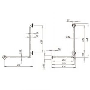 Barre 2×90º gauche satinée Medinox Mediclinics