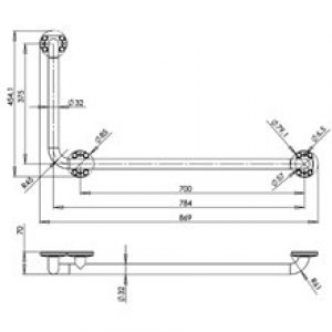 Barre 90º brillante gauche Medinox Mediclinics