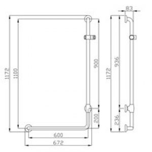 Barre 90º droite douche Urban People Mediclinics