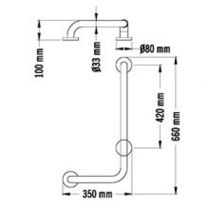 Barre angle 35×66 gauche Tubocolor Mediclinics