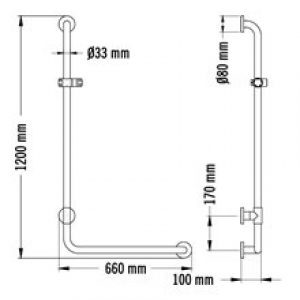 Barre angle 66×120 droite Tubocolor Mediclinics