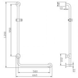 Barre angle 66×120 gauche Tubocolor Mediclinics