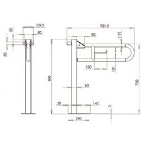 Barre colonne 72,2cm blanche Mediepoxy Mediclinics