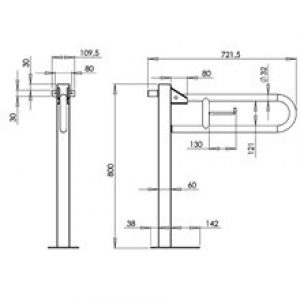 Barre colonne 72,2cm brillante Medinox Mediclinics