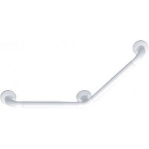Barre d’appui coudée à 135° en alu revêtement pvc blanc