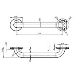 Barre d’appui droite 38 cm satinée Medinox…