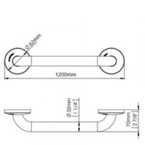 Barre droite 120cm brillante Medinox Mediclinics