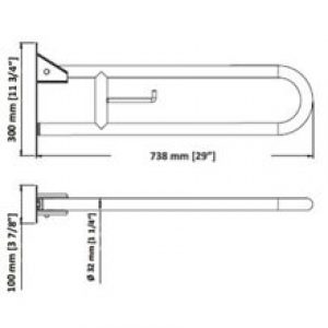 Barre rabattable 85,2cm satinée Medinox…