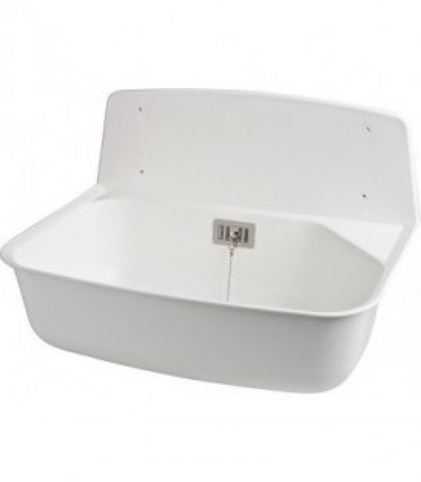 Bassin d&rsquo;évier plastique « Marion » protection éclaboussures et trop-plein 525 x 376 x 342 mm blanc