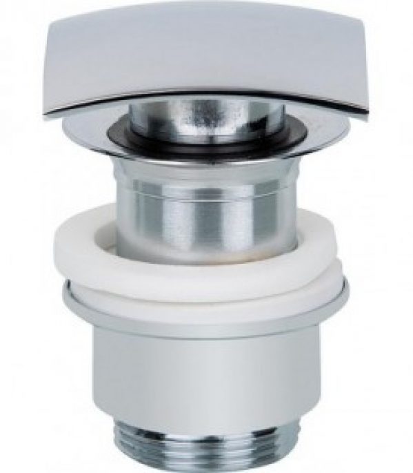 Bonde a clicquer plaque 70 mm carrée chromée avec trop plein