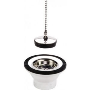 Bonde à bouchon chainette pour évier inox