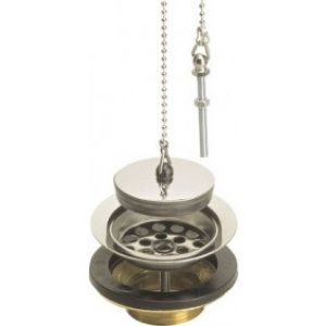 Bonde à bouchon laiton avec chaînette pour évier en grès