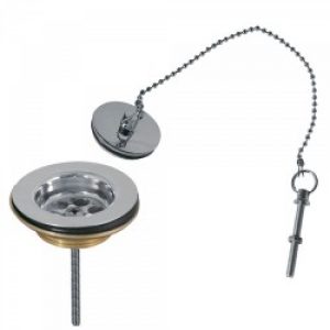 Bonde de lavabo sans trop‑plein  Bouchon en laiton avec chaînette – TRES 13463910
