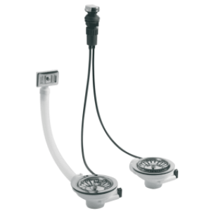 Bonde pour évier – 2 cuves – automatique – avec trop plein