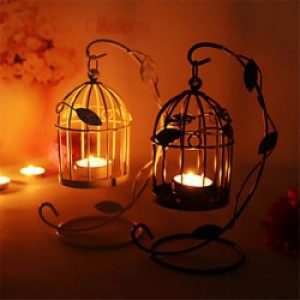 Bougeoir Chandelier en Fer sous forme de cage, Style Romantique pour décoration intérieure