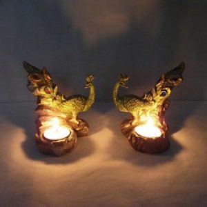 Bougeoir Chandelier en Polyrésine sous forme de paon pour décoration intérieure
