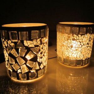 Bougeoir votif en Verre avec motif mosaïque