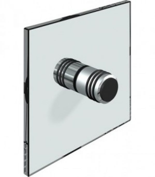 Bouton porte verre, bilatéral, avec raccord caoutchouc, chromé brillant trou verre, 14 mm, épaisseur 6-12mm